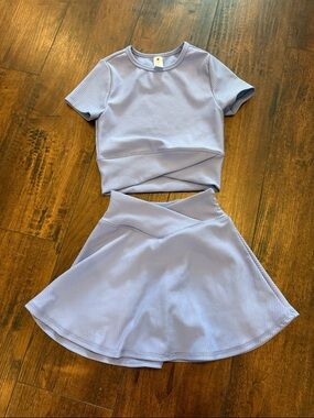 Yogalicious Girls Lavender Ribbed Tee and matching skort